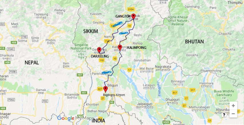 gangtok tourist spot map